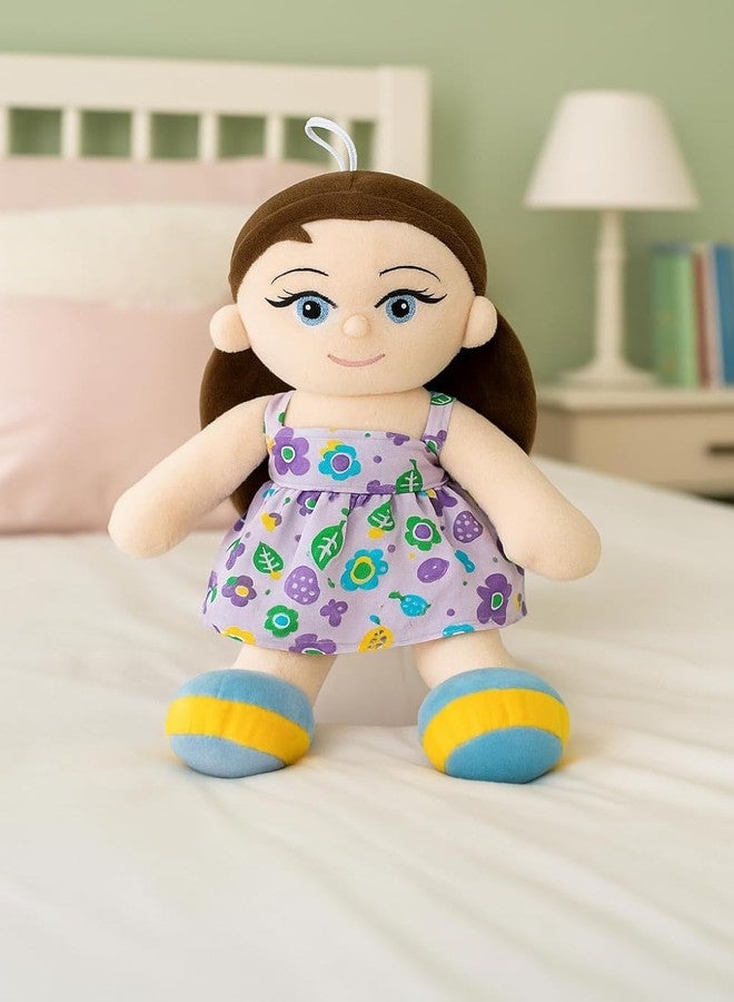 Fun4you Soft Plush Rag Doll, Floral Print Dress, Kids Birthday Gift Toy, Age 2+ (Purple) - Image 2